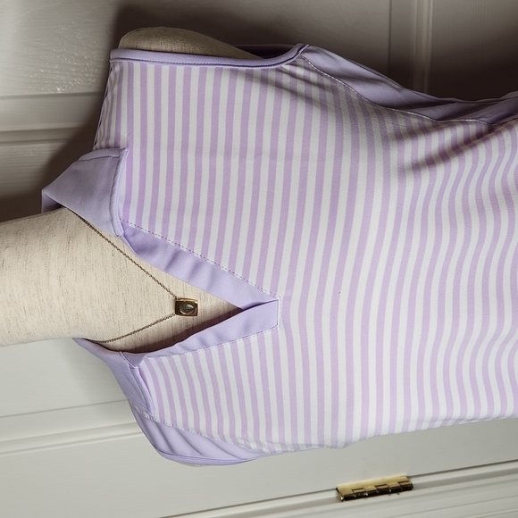 Monterey Club Sleeveless Lavender White Stripe Polo Size S NWT - Picture 2 of 16